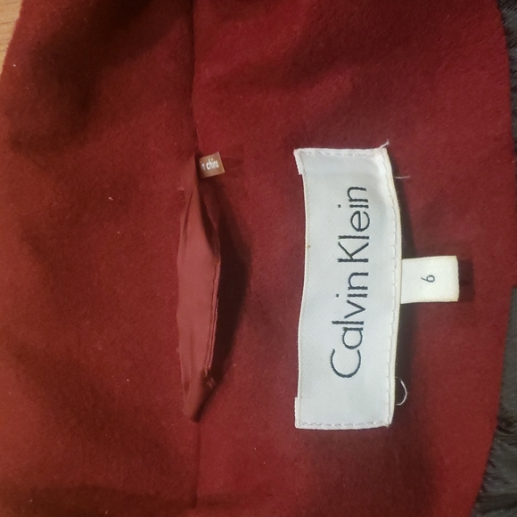 Calvin Klein Red Pea Coat - Picture 2 of 4